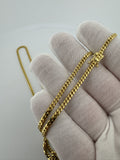26" 14k Yellow Gold Cuban Link Chain 3mm 19.26g