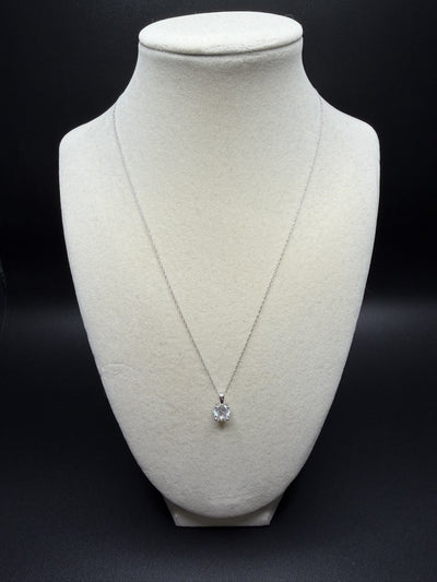 18" 14k White Gold Chain & 1ct E-F VS/VVS Lab Diamond Solitaire Pendant 1.1g