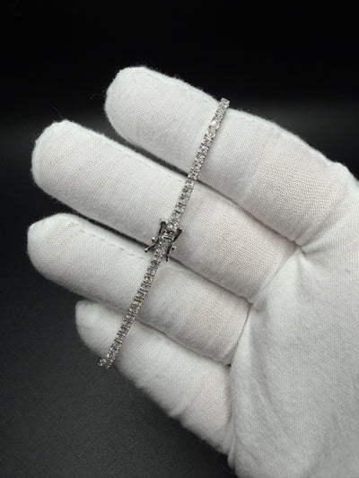 7.25" Silver 3.5ctw Princess Cut VS/VVS Lab Diamond Tennis Bracelet 2.7mm 6.2g