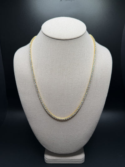 21" Gold over Silver 20ctw VS/VVS Lab Diamond Tennis Chain 3.5mm 22.0g