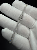 7.25" Silver 3.5ctw Princess Cut VS/VVS Lab Diamond Tennis Bracelet 2.7mm 6.2g