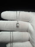 16-18" Adj Silver Cable – 1ct Emerald Shape VS/VVS Lab Diamond Solitaire Pendant 1.6g