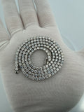21" Silver 20ctw VS/VVS Lab Diamond Tennis Chain 3.5mm 22.0g