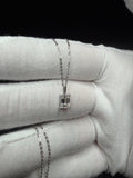 16-18" Adj Silver Cable – 1ct Emerald Shape VS/VVS Lab Diamond Solitaire Pendant 1.6g