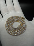 21" Gold over Silver 20ctw VS/VVS Lab Diamond Tennis Chain 3.5mm 22.0g