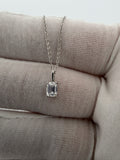 16-18" Adj Silver Cable – 1/2ct Emerald Shape VS/VVS Lab Diamond Solitaire Pendant 1.6g