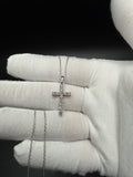 16-18" Adj Silver Cable – 1" 3/4ctw VS/VVS Lab Diamond Cross Pendant 3.3g