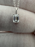 16-18" Adj Silver Cable – 1/2ct Emerald Shape VS/VVS Lab Diamond Solitaire Pendant 1.6g