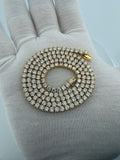 21" Gold over Silver 20ctw VS/VVS Lab Diamond Tennis Chain 3.5mm 22.0g