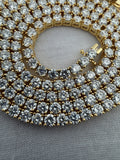 21" Gold over Silver 20ctw VS/VVS Lab Diamond Tennis Chain 3.5mm 22.0g