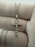16-18" Adj Silver Cable – 1" 3/4ctw VS/VVS Lab Diamond Cross Pendant 3.3g