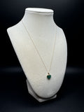 18" 14k Yellow Gold Chain & Malachite Heart Pendant with Natural Diamond Bail 1.4g