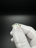 Size 7 10k Yellow Gold Lab Emerald & Diamond Alternating Fashion Band 1.2g
