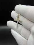 1.5" 10k Yellow Gold 1/3ctw Natural Diamond Nail Cross 4.2mm Bail 2.8g
