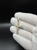 1.5" 10k Yellow Gold 3/4ctw Natural Diamond Double Row Cross 6.5mm Bail 3.3g