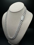 22" 14mm 25ctw Moissanite Silver Cuban Link 139.5g