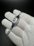7.25" Silver Figaro Religious ID Bracelet 5mm 12.5g