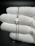 18" 14k White Gold Herme$ Chain & 1/2" Solid Cross Pendant 2.21g