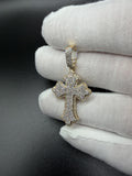 1.75" 10k Yellow Gold 1ctw Micro-Pave Natural Diamond Gothic Cross 5mm Bail 5.2g