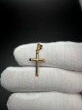 1" 14k Yellow Gold Round Cross 4mm Bail .72g