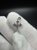 3/4" 10k White Gold 1/10ctw Natural Diamond Gothic Cross 2mm Bail .8g