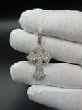 1.75" 10k Yellow Gold 1ctw Micro-Pave Natural Diamond Gothic Cross 5mm Bail 5.2g
