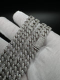 24" 8mm 30ctw Moissanite Silver Cuban Link 93.6g