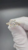 Size 7 14k Yellow Gold 2.09ctw Lab Diamond Engagement Ring 1.59ct F VS1 Radiant Center & .5ctw Half Moon & Tapered Baguette Lab Diamonds on Band GSI Certified 4.24g