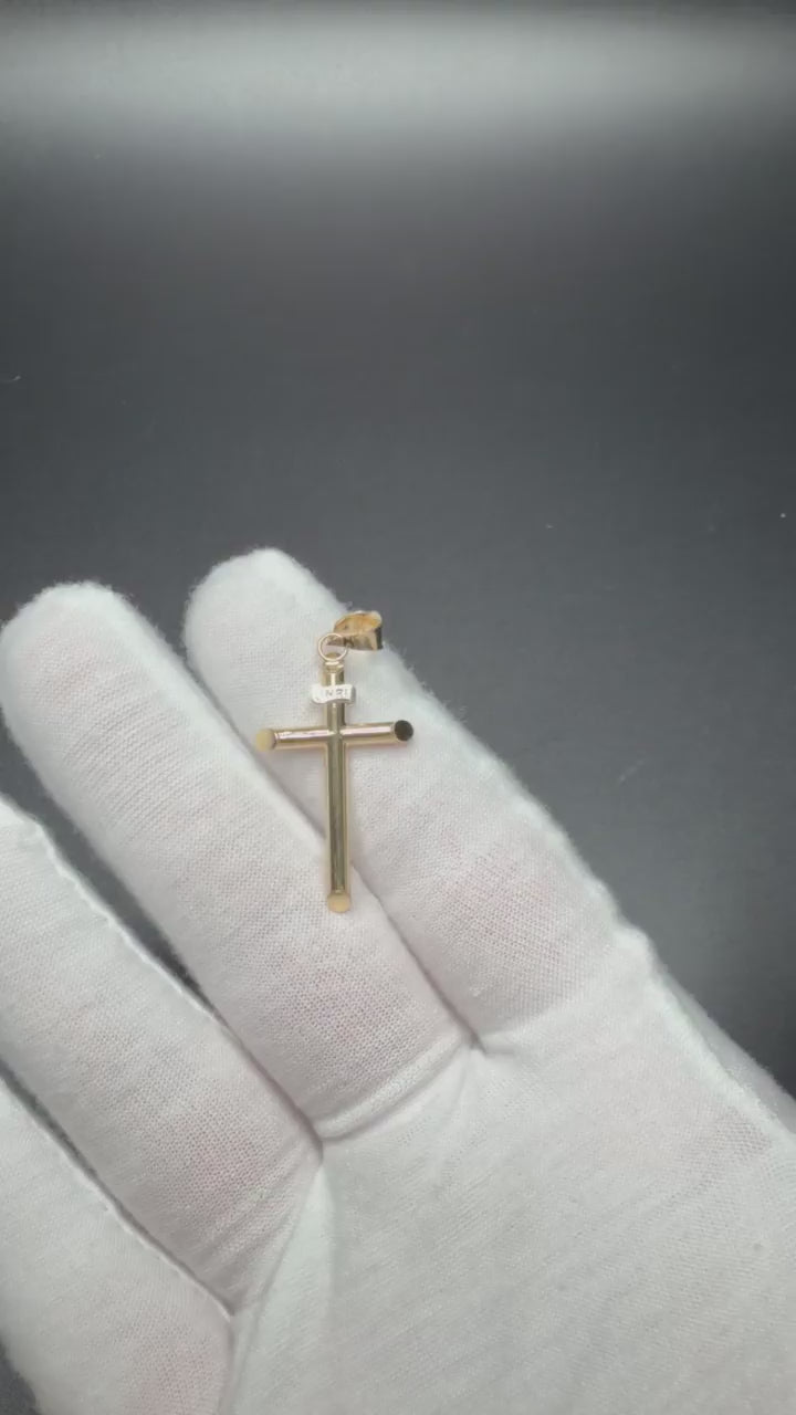 1.5" 14K yellow gold round cross pendant, 1.35g – Ott Family Jewelry (7)