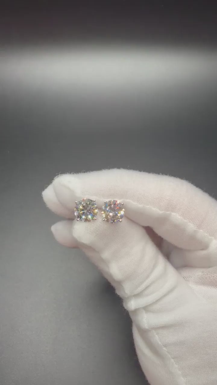 5ctw IGI certified lab diamond stud earrings, E-G VS2+, 14K white gold, push backs – Ott Family Jewelry (video 1)