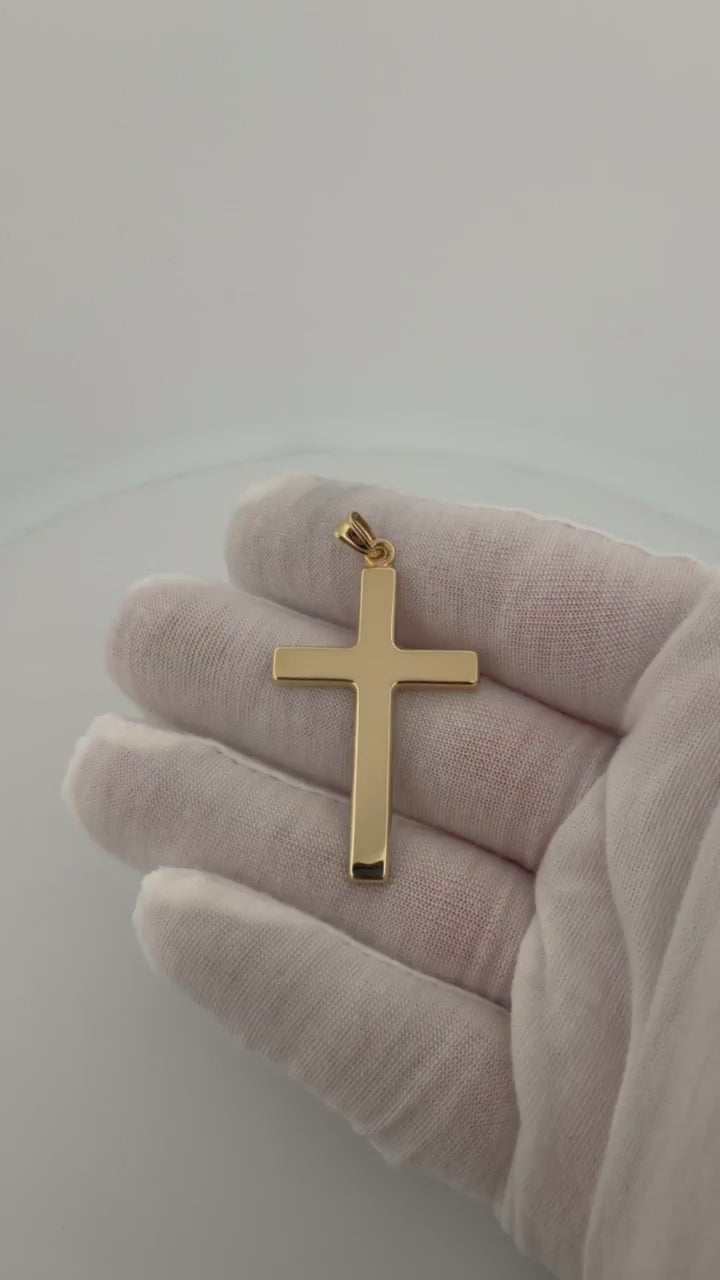 2" 14K Yellow Gold Latin Cross Pendant 3.5mm Bail 3.13g