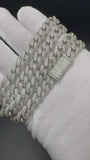 22" 10mm 30ctw Moissanite Silver Cuban Link 103.5g