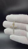 1.5" 10k Yellow Gold 1/3ctw Natural Diamond Nail Cross Pendant 4.2mm Bail 2.8g
