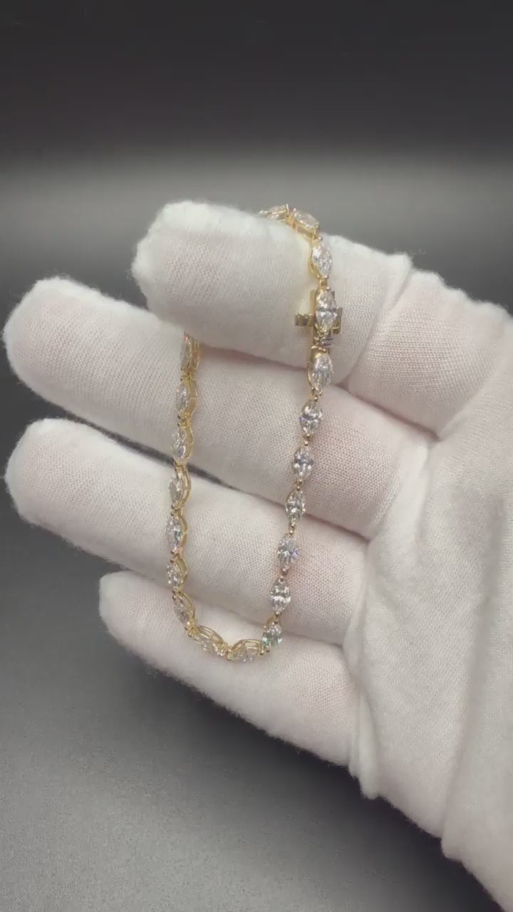 7" 14k yellow gold marquise lab diamond tennis bracelet, 5.96ctw E-F VS, 5.96g – Ott Family Jewelry (video)