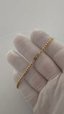 7.5" 10K Yellow Gold Diamond Cut Moon Bead Bracelet 3mm 3.4g