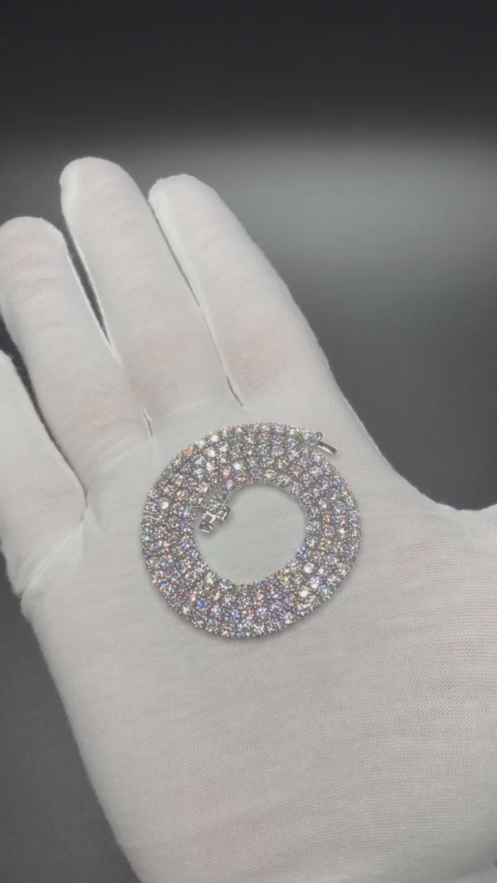 17" 14k white gold 3mm lab diamond tennis chain, 14.57ctw E-F VS, 14.42g – Ott Family Jewelry (video)