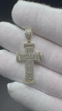 1.75" 10k Yellow Gold 3/4ctw Natural Diamond Greek Key Cross 5.2mm Bail 3.0g