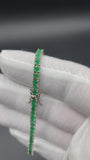 7.5” Silver 3mm Emerald Tennis Bracelet 12g