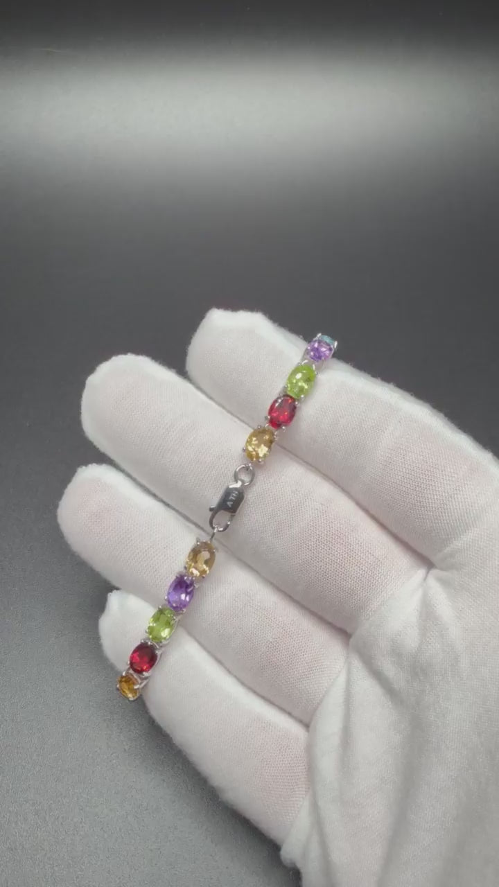 7" 4mm rainbow natural gemstone tennis bracelet, 20ctw, 925 silver, 9.3g – Ott Family Jewelry (9)