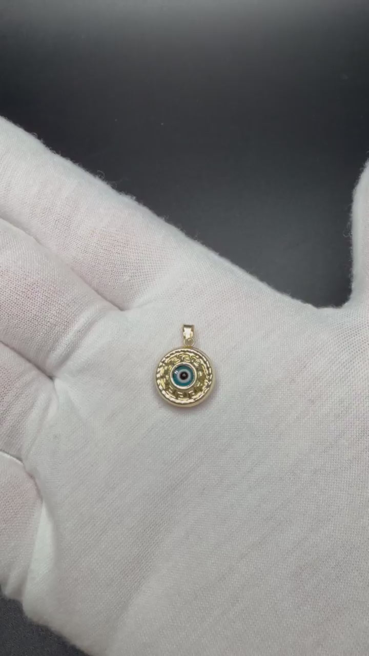 13mm 14K yellow gold round evil eye pendant, 1.1g – Ott Family Jewelry (5)