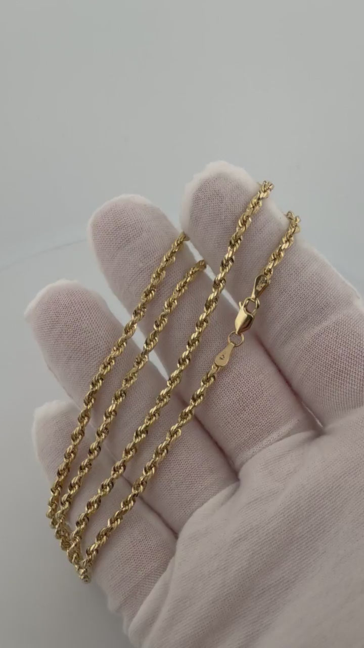 20" 14k Yellow Gold Rope Chain 3mm 3.7g