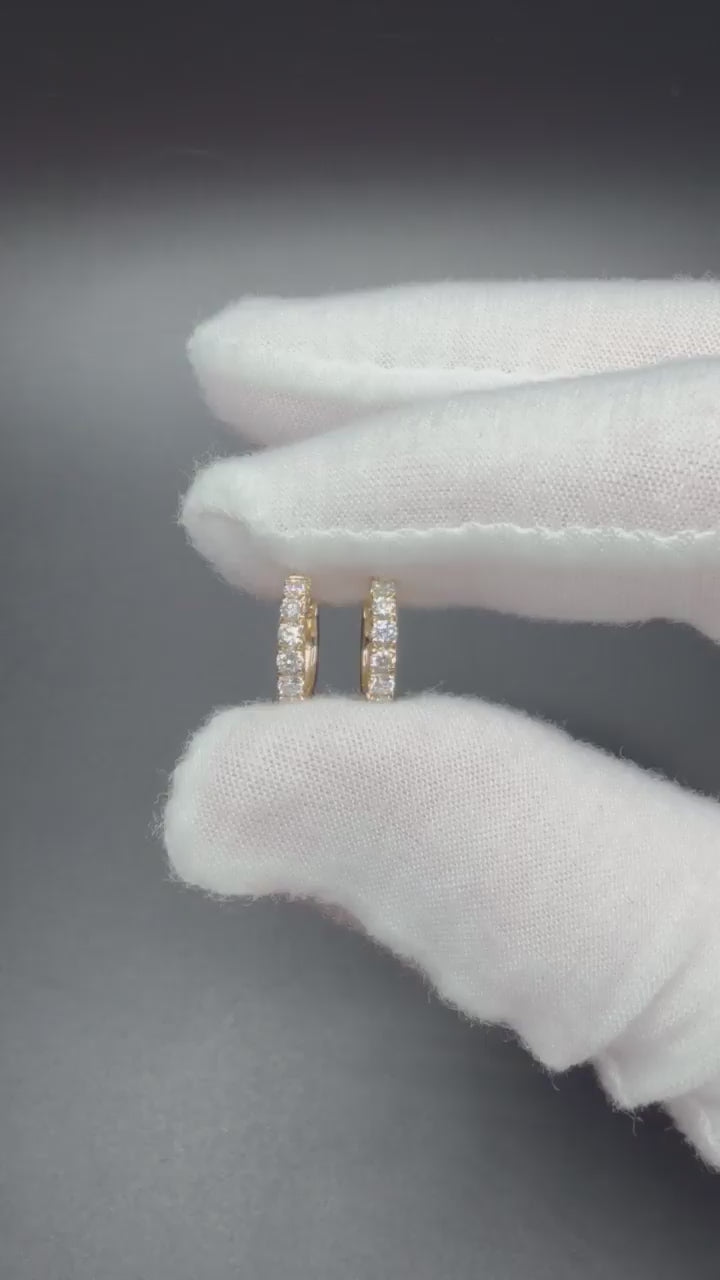 13mm lab diamond huggie hoop earrings, 0.50ctw VS-VVS, solid 14K yellow gold, 2.1g – Ott Family Jewelry (video)