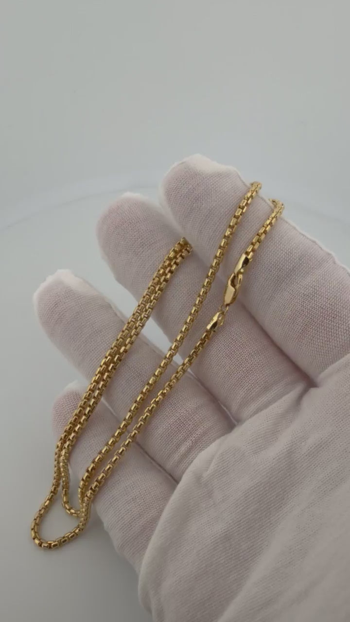 20" 14K Yellow Gold Rounded Box Chain 2.5mm 6.4g
