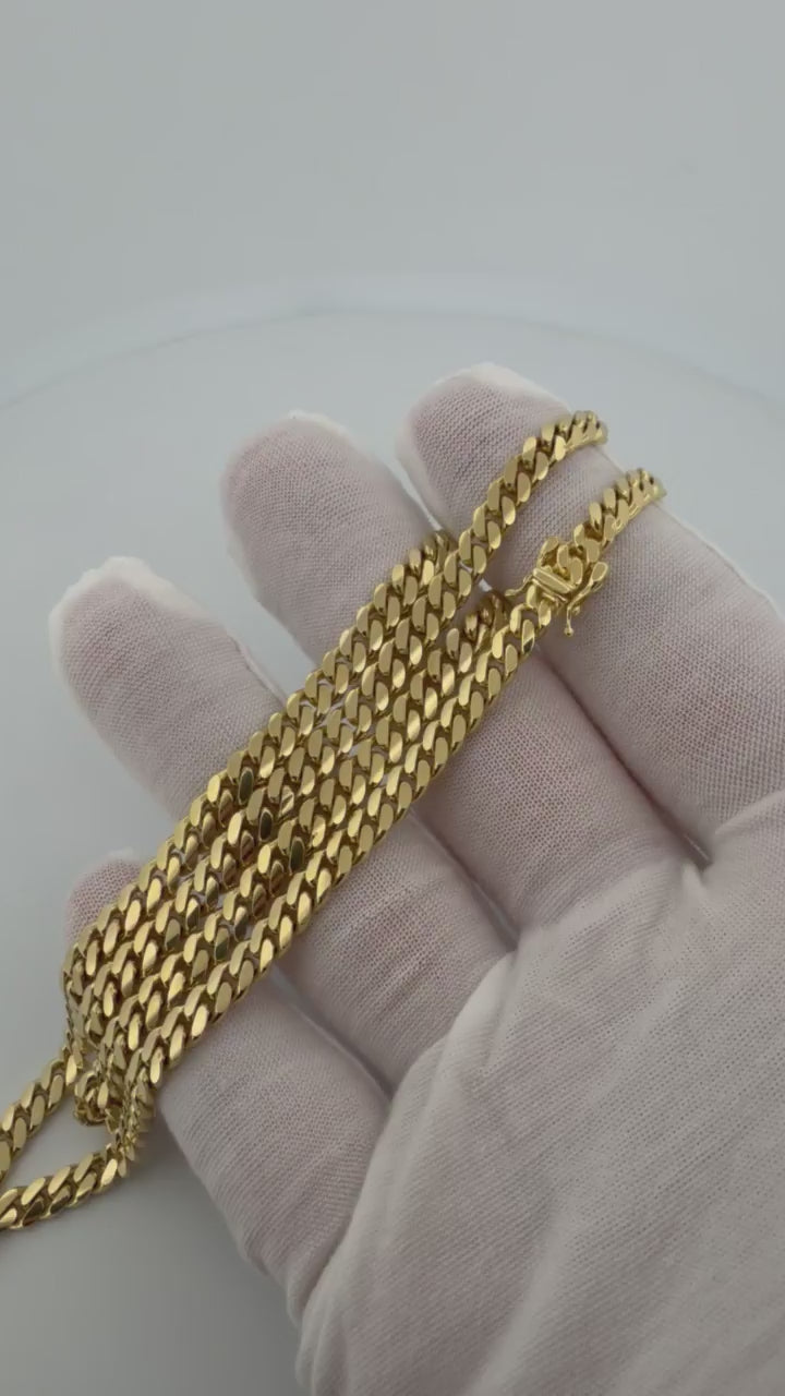 22" 14K Yellow Gold Cuban Link Chain 5mm 42.25g