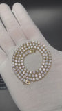 4mm Moissanite Tennis Chain, 32.71ctw D VVS1, Gold over 925 Silver, 18" (25.4g)