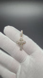 1.25" 10k Yellow Gold Sunburst Cross 1/2ctw Natural Diamond Pendant 8mm Bail 2.3g