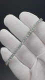 7.5” Silver 3mm Natural Aquamarine Tennis Bracelet 12g
