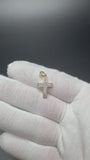 1" 10k Yellow Gold Latin Cross 1/5ctw Natural Diamond Pendant 4mm Bail 1.54g