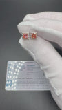 7mm 14k White gold 1.25ctw EGL Certified Lab Diamond Cluster Studs (1ctw Fancy Intense Pink VS1 Square Modified Brilliant & .25ctw E VVS2 Round Brilliant) 2.67g
