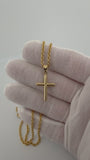 1.25" 14K Yellow Gold Round Cross 4.6mm Bail 1.04g